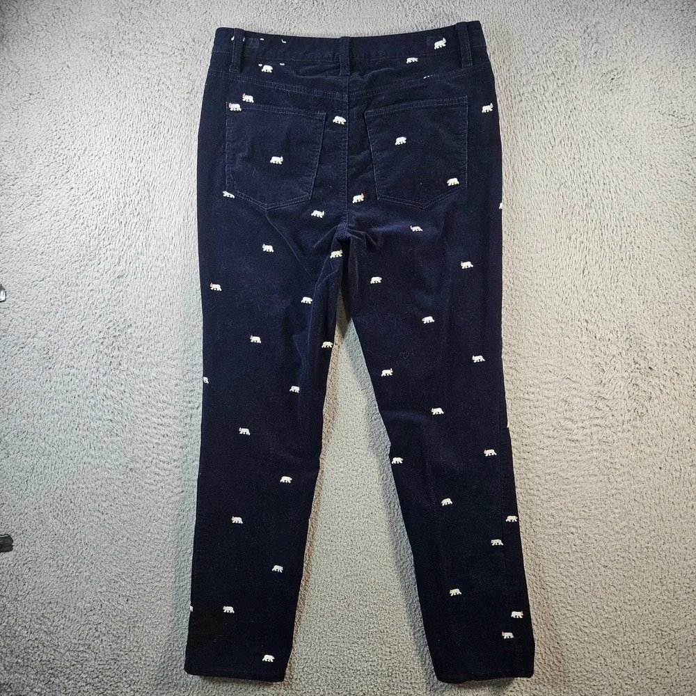 Talbots Corduroy Straight Leg Pants Navy Blue Polar Bear Embroidered Size 6P - Picture 7 of 11